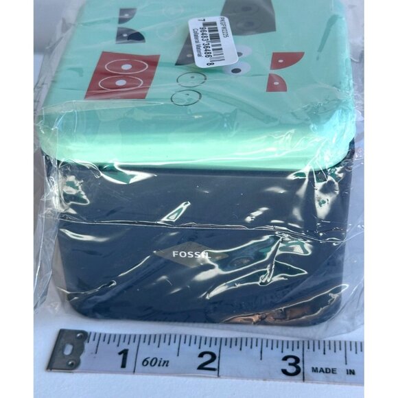 2017 Christmas Holiday Fossil Watch Holder ONLY Metal Tin Box Cases 2.75" Tall - Picture 9 of 15